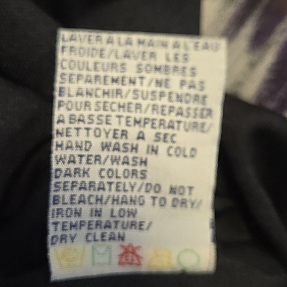 Reitmans XL Purple Black White Ikat Chiffon Cap Sleeve Blouse Belted - Picture 12 of 12